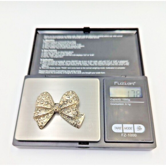 Vintage Danecraft Sterling Silver 925 Ornate Bow Brooch Pin - Picture 9 of 10